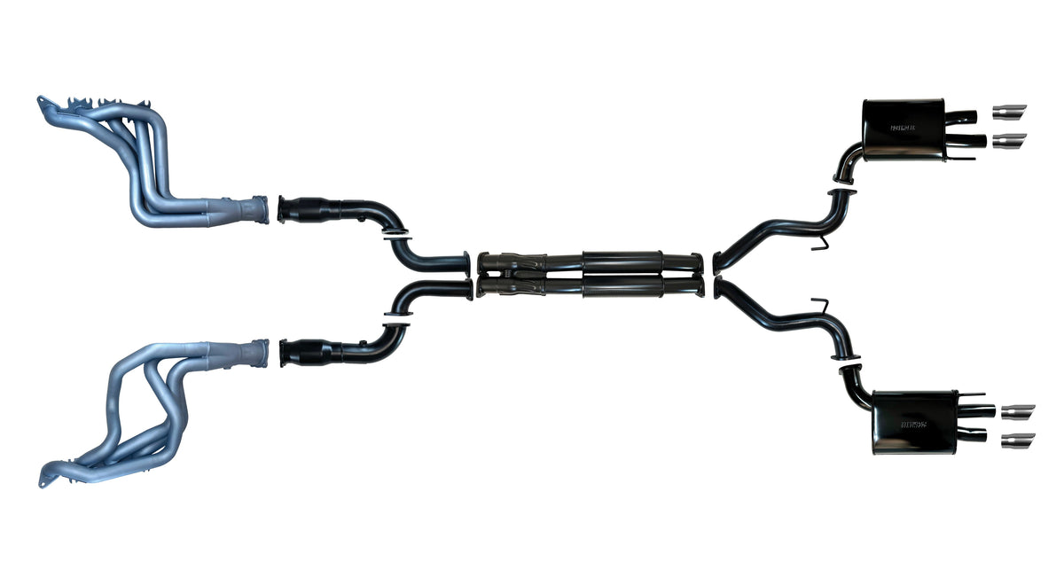 Ford Mustang (7th Gen S650) 2023-Present 5.0L V8 Coyote 3" Exhaust System with Headers and Cats, Quad Tip Rear (RH Drive only)
